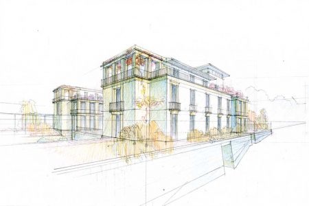 Villa a Comiso – disegno con V. Cazzaniga